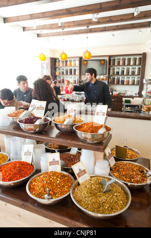 Middle East Israel a chain of spice stores and cafes called Spice Way - shopping for bulk herbs and spices Stock Photo