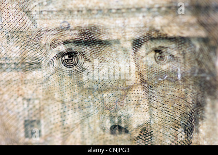 A close up look at a 20 doller bill. Stock Photo