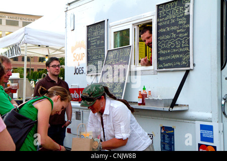 Food truck rally in Boise, Idaho, USA. Stock Photo
