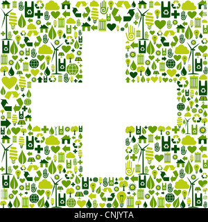 Green icons set in plus sign shape background. Vector file available ...