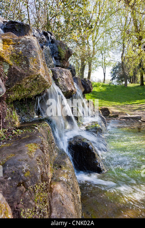 A small waterfall in Hanley park Stoke on Trent Stock Photo