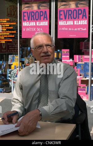 Czech president Vaclav Klaus signed his new book Europe of Vaclav Klaus in Prague, Czech Republic. Stock Photo