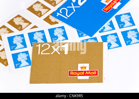 Royal Mail postage stamps in first and second class Stock Photo