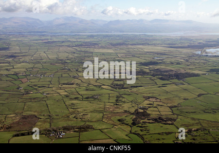 aerial view of the landscape of Anglesey looking east towards Snowdonia Stock Photo