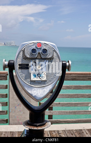 Coin operated panoramic binoculars, Miami, Florida, USA Stock Photo