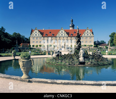 Renaissanceschloss und Schlosspark in Weikersheim, Taubertal, Baden-Wuerttemberg Stock Photo