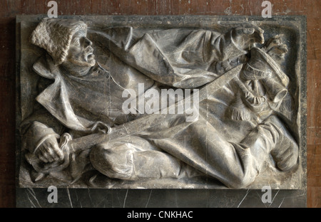 The Fallen Czechoslovak Legionary in Russia. Relief in the National Monument in Vitkov in Prague, Czech Republic. Four relieves by Czech sculptor Karel Pokorny are installed in the main hall of the monument. This relief shows the Fallen Czechoslovak Legionary during the Russian Civil War. The photo was taken in September 2003 before the last reconstruction of the National Monument for the exhibition place of the National Museum. Stock Photo