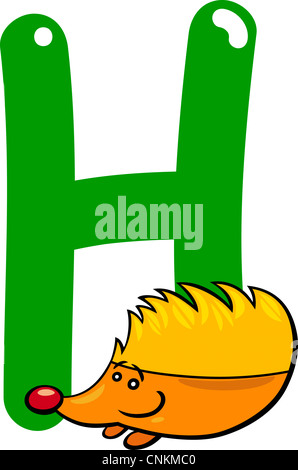cartoon illustration of H letter for hedgehog Stock Photo - Alamy