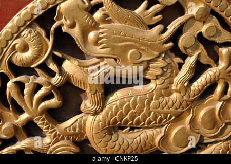 Detail from door panel, Dazheng Hall, Imperial Palace, Shenyang, Liaoning, China. Stock Photo
