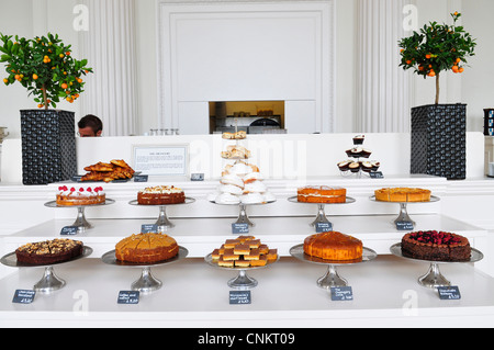 A Display of Cakes at The Orangery, Kensington Palace, London, England, UK Stock Photo