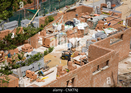 View of residential construction site from above Stock Photo