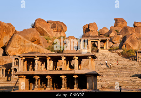 Nandi Bull monolithic sculpture. Hampi. Karnataka. India Stock Photo