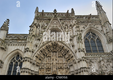 The chapel of the Holy Spirit / Chapelle du Saint-Esprit showing rose window in flamboyant gothic style at Rue, Picardy, France Stock Photo