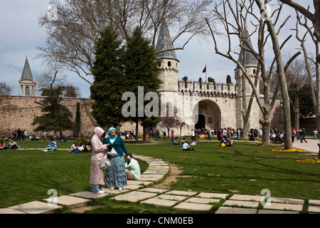 Entrance of Topkapi Saray Sarayi Palace, Sultanhamet, Istanbul, Turkey Stock Photo