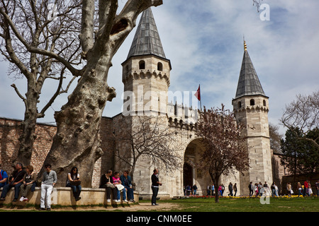 Entrance of Topkapi Saray Sarayi Palace, Sultanhamet, Istanbul, Turkey Stock Photo