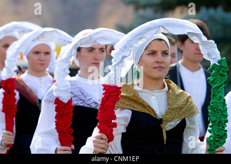 The Oinkari Basque Dancers perform at the Trailing of the Sheep Festival in Hailey, Idaho, USA. Stock Photo