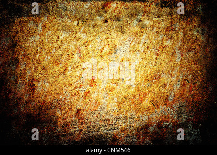 Distressed painted concrete wall with burns and paint splatters Stock Photo