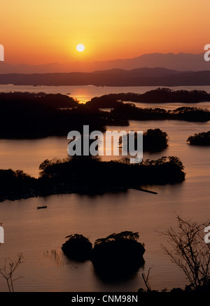 Evening View of Matsushima Bay, Higashimatsushima, Miyagi, Japan Stock Photo