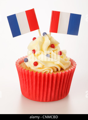 FRENCH FLAG CUPCAKE Stock Photo