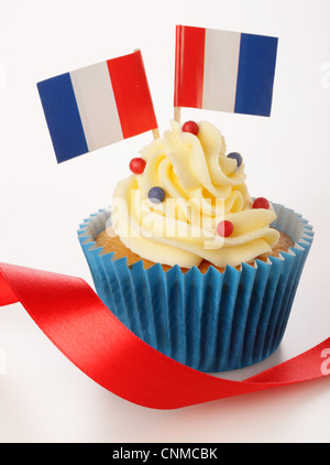 FRENCH FLAG CUPCAKE Stock Photo