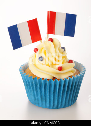 FRENCH FLAG CUPCAKE Stock Photo