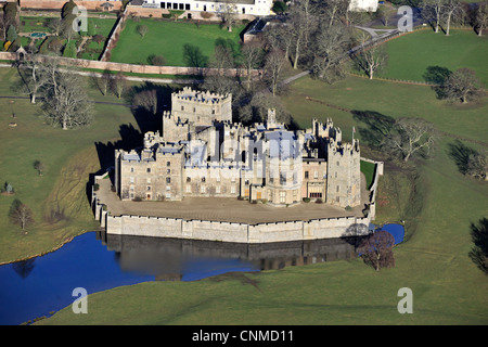 Aerial photograph of Raby Caslte on a sunny day in the winter. Stock Photo