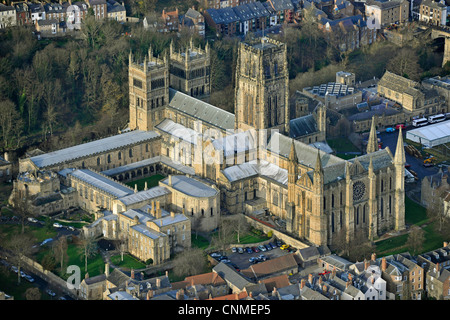 Aerial photograph or Durham Cathedral and town Stock Photo