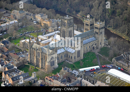 Aerial photograph or Durham Cathedral and town Stock Photo