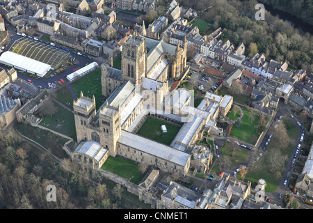 Aerial photograph or Durham Cathedral and town Stock Photo