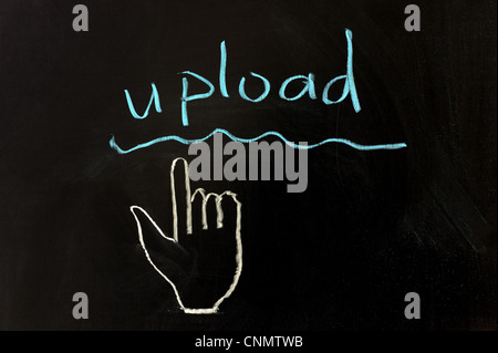 Chalk drawing - Upload and mouse pointer Stock Photo