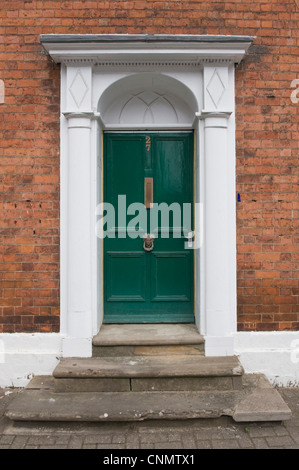 Front door No 27 green wooden Georgian Hereford Herefordshire England UK