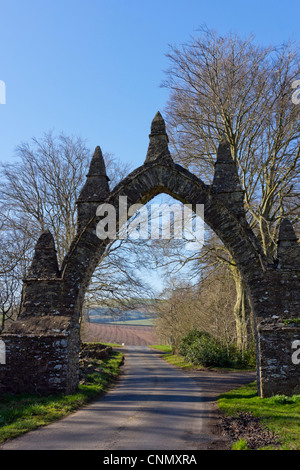 Pyatshaws, near Lauder, Scottish Borders, UK. Old arch to estate. Stock Photo