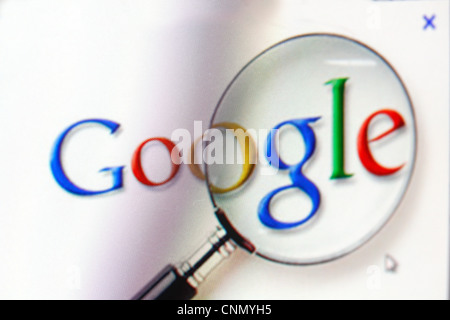 Google logo on a monitor screen Stock Photo