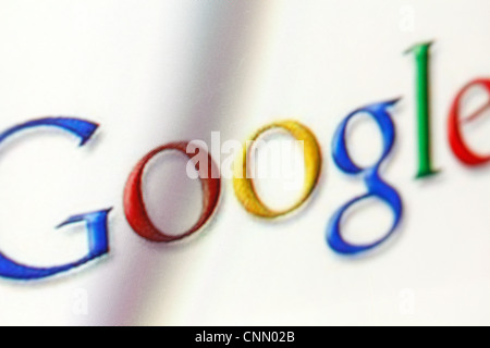 Google logo on a monitor screen Stock Photo
