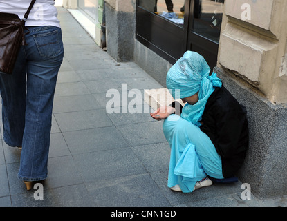 Beggar in Bosnian capital Sarajevo. Stock Photo