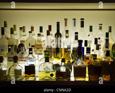 different alcoholic drinks inside a bar Stock Photo