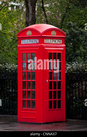 A traditional red telephone box (K2 model) in London, England, UK Stock Photo