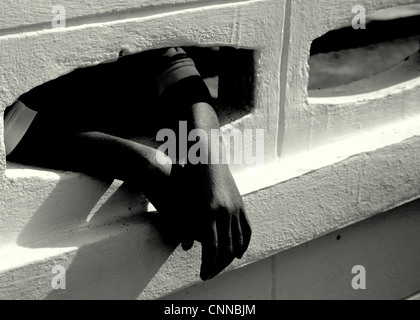 young boys hands, mosque,koh samui,thailand Stock Photo