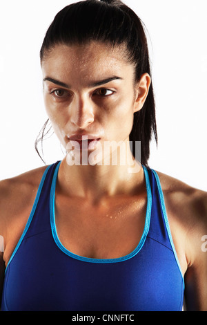 Close up of athlete sweating Stock Photo