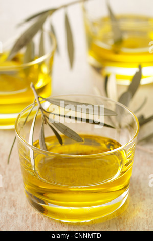 Close-up of Glasses of Olive Oil Stock Photo