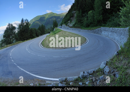 Hairpin Turn, Col de la Forclaz, Martigny, Valais, Switzerland Stock Photo