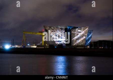 Titanic Belfast Lightshow Stock Photo