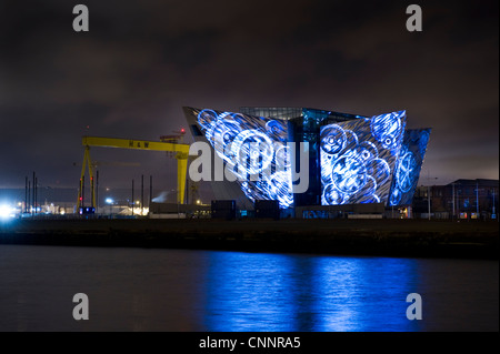 Titanic Belfast Lightshow Stock Photo