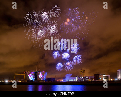 Titanic Belfast lightshow Stock Photo