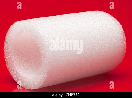 Piece of polystyrene white tubular foam Stock Photo