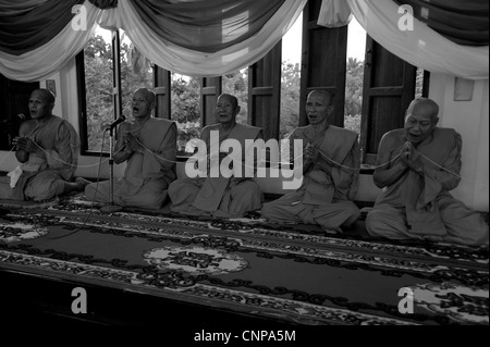 monk ordination ceremony at wat pong pang,  temple on the bank of Mae Klong River , Amphawa, Samut Sakhon, thailand Stock Photo