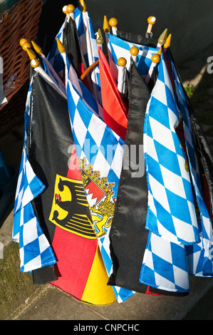 Souvenir flags in Old Town Bamberg, Germany. Stock Photo