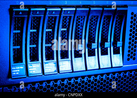 Detail of hard drive cluster in data center Stock Photo