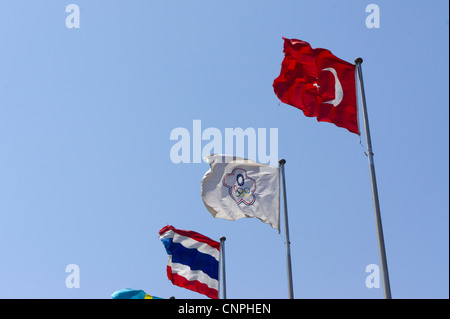 The Chinese Taipei Olympic Committee flag used instead of the Republic of China (Taiwan) flag at the 2008 Beijing Olympic Games. Stock Photo