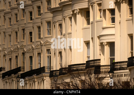 Regency houses and flats in Brunswick Square, Hove, East Sussex. Stock Photo